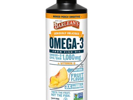 Omega-3 from Fish Oil, Mango Peach Smoothie, 1,080 mg, 16 oz (454 g) on Sale