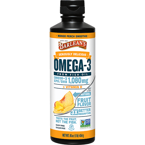 Omega-3 from Fish Oil, Mango Peach Smoothie, 1,080 mg, 16 oz (454 g) on Sale