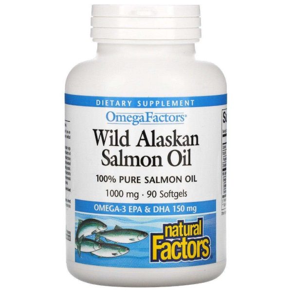 Omega Factors Wild Alaskan Salmon Oil 1000mg, 90 Softgels - Natural Factors Supply