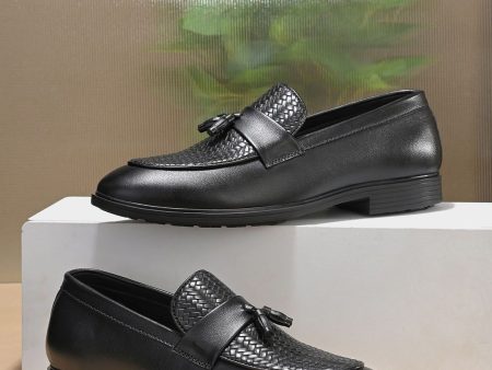 House of Pataudi Men Woven Design Formal Loafers on Sale