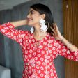 Aayaa Pure Muslin printed Kurti & Pant - Red For Cheap