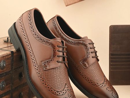 House of Pataudi Men Textured Formal Brogue For Sale