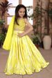 Sonakshi Girl s Yellow Silk Digital Print with Sequins Lehenga Choli With Dupatta Set Online Sale