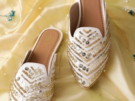 House of Pataudi Women Sequin Embellished Ethnic Mules Hot on Sale