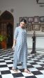 Aayaa Pure Muslin printed Kurti & Pant - Grey sky Online Hot Sale