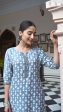 Aayaa Pure Muslin printed Kurti & Pant - Grey sky Online Hot Sale