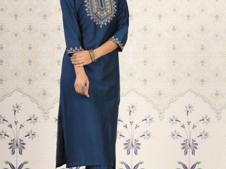 Ode by House of Pataudi Embroidered Yoke Design Straight Kurta Online now