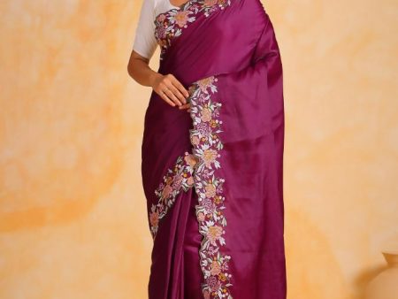 Vamsee Sundha Purple Tussar Silk Saree For Sale