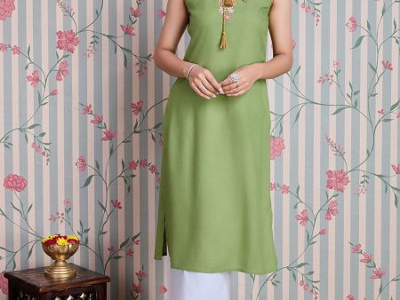 Ode by House of Pataudi Embroidered Thread Work Straight Kurta with Palazzos Hot on Sale