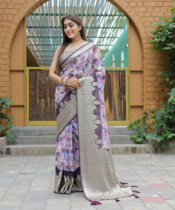 Vamsee Dhruvini Purple Georgette Saree on Sale