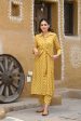 Aayaa Pure Muslin printed Kurti & Pant - Mustard yellow Online Sale