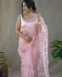 Vamsee Menka Peach Organza Saree Online