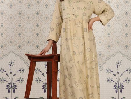 Ode by House of Pataudi Ethnic motifs Printed Mirror Work Detailed A-Line Kurta Supply