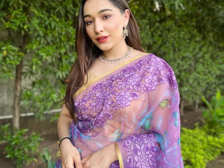 Vamsee Bavari Purple Organza Saree Online