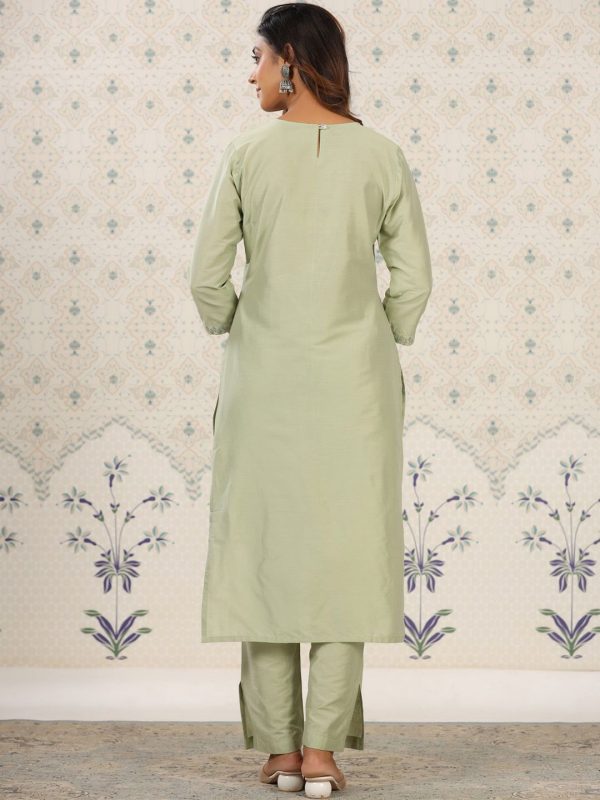 Ode by House of Pataudi Ethnic Motifs Embroidered Regular Kurta with Trousers & Dupatta Sale