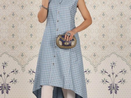 Ode by House of Pataudi Ethnic Motifs Printed Mandrain collar A-Line Kurta Online now