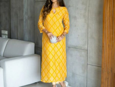 Aayaa Pure Muslin printed Kurti & Pant - Mustard Discount