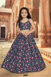 Sonakshi Girl s Blue Silk Digital Print with Sequins Lehenga Choli With Dupatta Set Discount