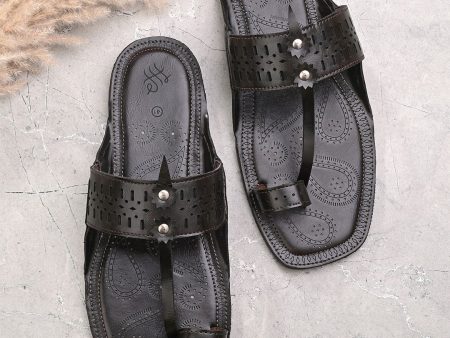 House of Pataudi Men Laser Cuts Ethnic Comfort Sandals For Sale