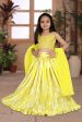 Sonakshi Girl s Yellow Silk Digital Print with Sequins Lehenga Choli With Dupatta Set Online Sale