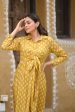 Aayaa Pure Muslin printed Kurti & Pant - Mustard yellow Online Sale