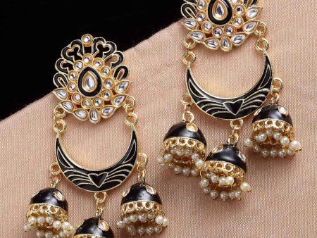 Black Meenakari Drop Earrings for Womens by House of Ree For Cheap