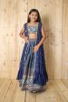 Sonakshi Girl s Blue Silk Digital Printed Lehenga Choli With Shrug Set For Sale