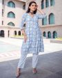 Aayaa Pure Muslin printed Kurti & Pant - Sky blue Cheap