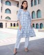 Aayaa Pure Muslin printed Kurti & Pant - Sky blue Cheap