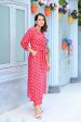 Aayaa Pure Muslin printed Kurti & Pant - Red pink Online Hot Sale