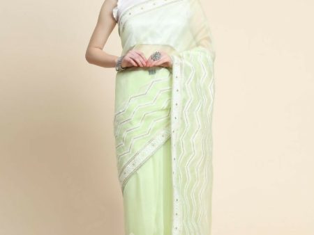 Vamsee Banno Lehriya Yellow Organza Saree Online now