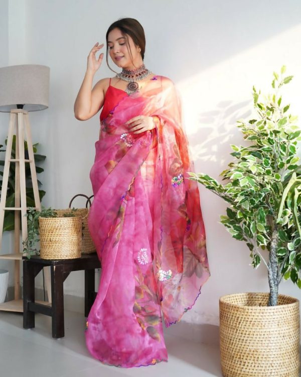 Vamsee Dillagi Dark Pink (Dillagi) Organza Saree Online Hot Sale