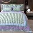 Blue Ethnic Motifs Cotton King Bedsheet With 2 Zipper Pillow Covers - King Size by House of Ree For Discount