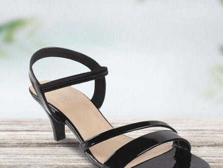 Metro Black Open-Toe Kitten Heels Sandals Sale