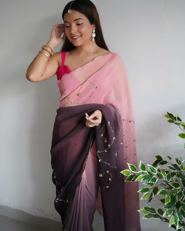 Vamsee Antara Brown Georgette Saree Online Sale