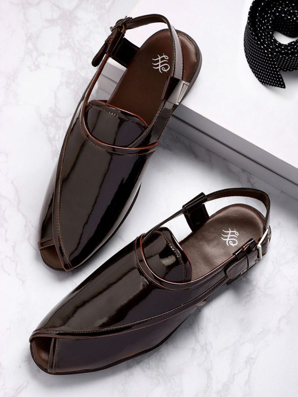 House of Pataudi Men Burgundy Shoe-Style Sandals Hot on Sale