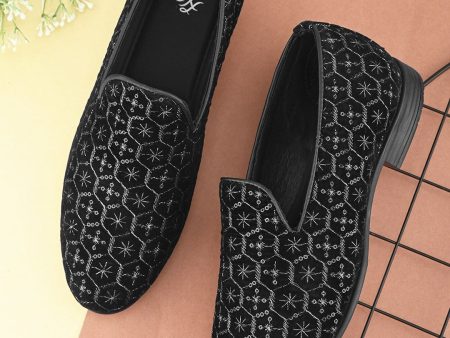 House of Pataudi Men Ethnic - Embellished Lightweight Slip On Loafers Sale