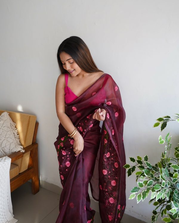 Vamsee Annie Chocolate Georgette Saree Online now