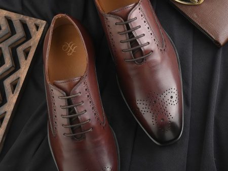 House of Pataudi Men Genuine Leather Formal Brogue Shoes Cheap