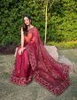 Vamsee Aaisa Maroon Organza Saree Online now