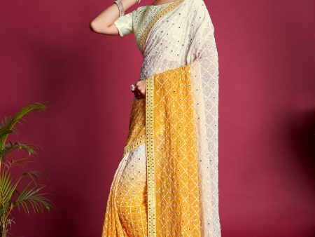 Vamsee Yellow Sequence 1 Yellow Satin Benglori Saree Cheap