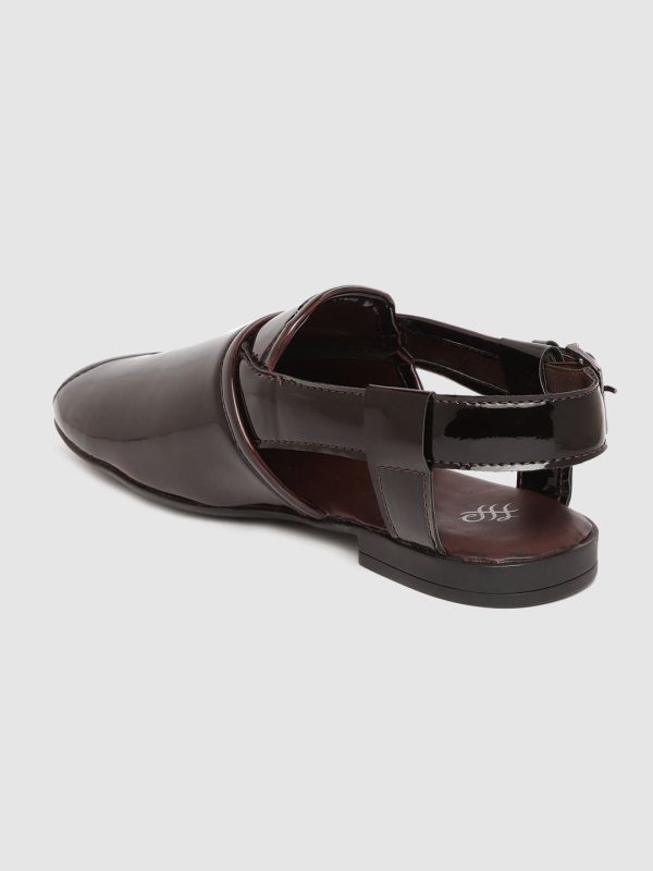 House of Pataudi Men Burgundy Shoe-Style Sandals Hot on Sale