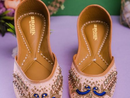 Anouk Women Rose Gold Coloured Ethnic Embellished Mojaris Online now