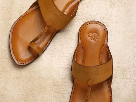 House of Pataudi Men Tan Brown Solid Comfort Sandals Fashion