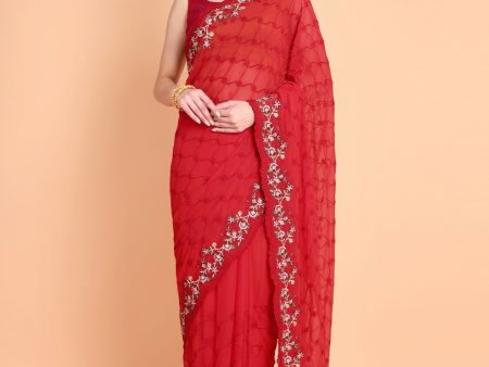 Vamsee Ammelia Red Georgette Saree For Sale