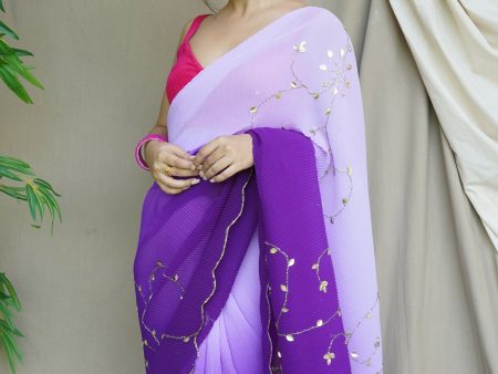 Vamsee Antara Purple Georgette Saree Cheap