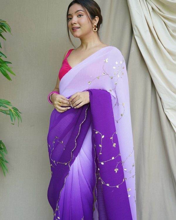 Vamsee Antara Purple Georgette Saree Cheap