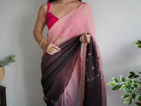 Vamsee Antara Brown Georgette Saree Online Sale