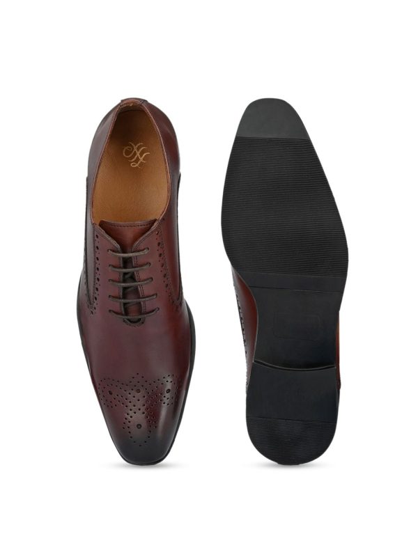 House of Pataudi Men Genuine Leather Formal Brogue Shoes Cheap