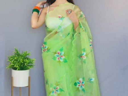 Vamsee Urmila Green Organza Saree Online Sale